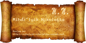 Mihályik Nikoletta névjegykártya